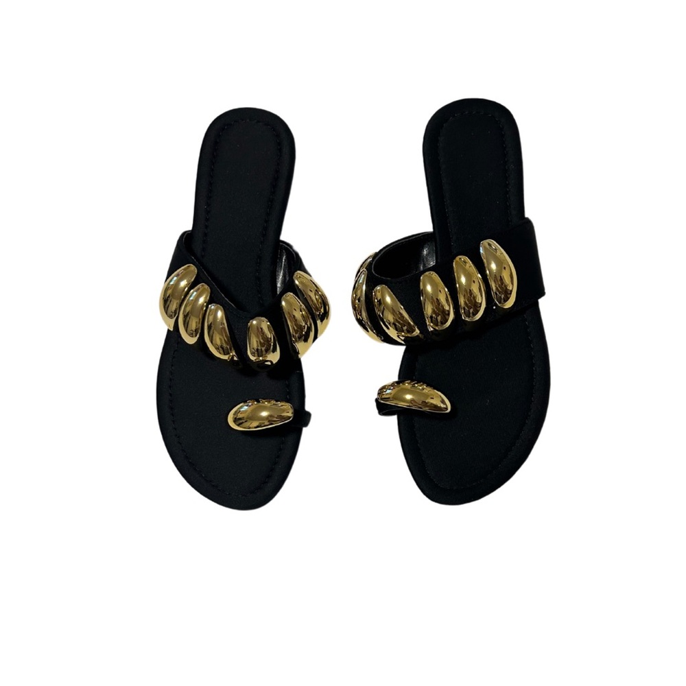 Black and Gold Bauble Slide Sandals | Size 6 (36) - Picture 2 of 3